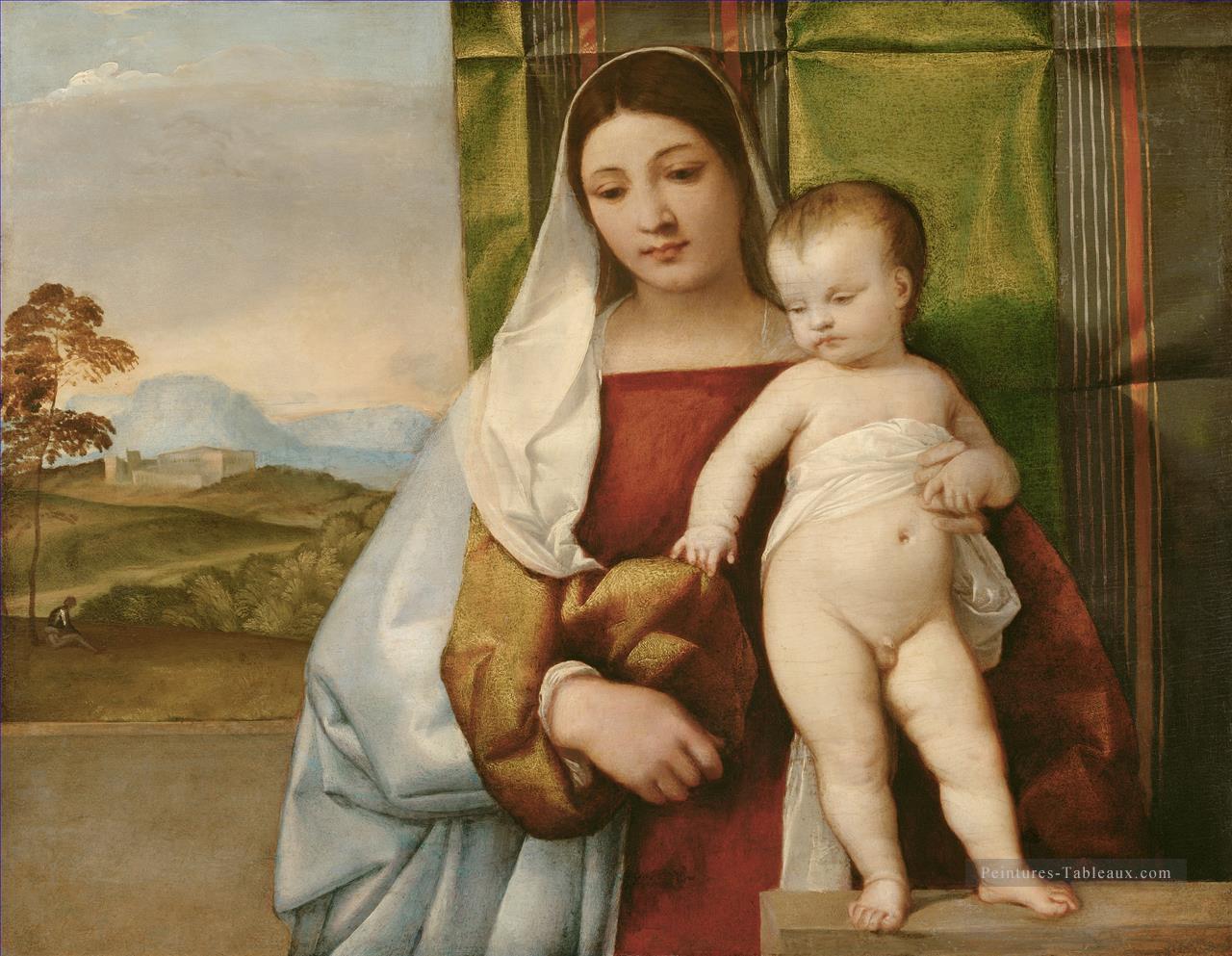Gipsy Madonna Tiziano Titien Peintures à l'huile